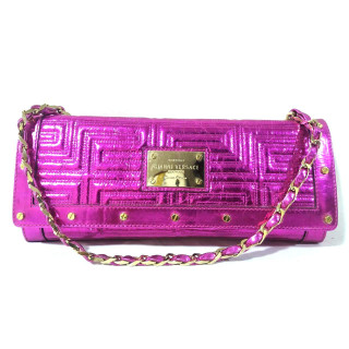 Versace Pink Quilted Patent Leather Flap Chain Bag