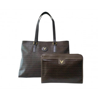 Mario Valentino Large PVC/Leather Tote and Wristlet Set