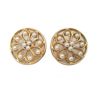 Chanel Vintage Pearl Round Large Earrings