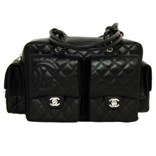 CHANEL Black Quilted Leather Cambon Reporter Bag With black CC Logo | Luxepolis.com