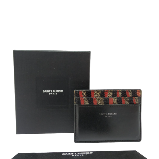 Saint Laurent Python Embossed and Leather Card Holder