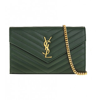 Saint Laurent Monogram quilted leather shoulder bag - Emerald Green | Luxepolis.com