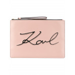 Karl Lagerfeld Pink Leather Logo Clutch