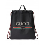 Gucci Print Leather Drawstring Backpack