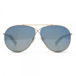 Tom Ford Eva Aviator Sunglasses in Shiny Rose Gold Blue Mirror 