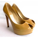 Christian Dior Patent Beige Peep Toes