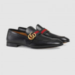 Gucci GG Web Black Leather Loafer