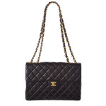 Chanel Black Sheepskin Jumbo Leather Bag