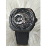 Seven Friday Q-Series Black Leather Automatic Mens Watch 