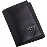 Guess Trifold Black Leather Wallet for Men