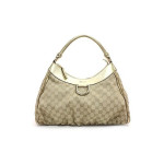 Gucci Beige And Gold GG Canvas D Ring Large Hobo Bag
