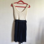Forever New Off White & Navy Lace/Pearl Dress
