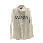 Balmain Logo Long Sleeve White Shirt