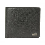 Boss Grained-Leather Wallet With Silver-Tone Logo Lettering