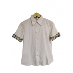 Burberry White Check Half Sleeves Shirt