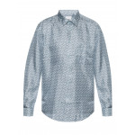 Burberry TB Monogram Pale Blue Print Silk Twill Shirt