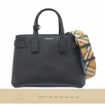Burberry Black Leather Small Banner Tote
