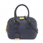 Burberry Blue Heritage Grain Leather Small Orchard Bowling Bag