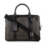 Burberry Brit Men's Black Smoked Check Leather Laptop Bag