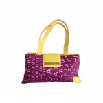 BVLGARI Yellow Leather And Pink Lettering Baguette
