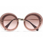 Miu Miu Pink/Fabric Glitter Round Woman Sunglasses
