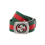 Gucci Canvas With Cutout Buckle Belt