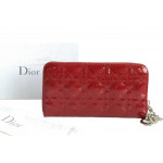 Dior Quilted Cannage Patent Leather Zip Around Wallet