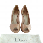 Dior Patent Leather Miss Dior Nude Peep Toe Pumps