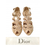Dior Beige Cut Out Open Toe Sandals