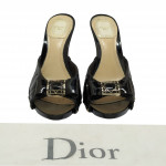 Dior Cannage Black Patent Leather Metal Bow Heels