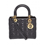 Dior Black Medium Lady Dior Cannage Lambskin Bag