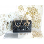 Lady Dior Black Patent Cannage Calfskin Nano Pouch