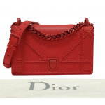 Dior Red Studded Leather Diorama Flap Bag