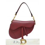 Dior Red Grained Leather Saddle Bag