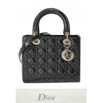 Dior Medium Black Patent Cannage Lady Dior Bag