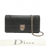 Dior Diorama Black Leather Wallet on Chain