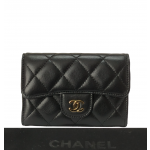 Chanel Classic Black Leather Flap Card Holder