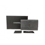 Chanel Grey Embossed Leather Camellia Bifold Flap Wallet