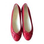 Chanel Red Classic CC Cap Toe Ballet Flats
