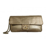 Chanel 31 Rue Cambon Gold Leather Clutch Wristlet