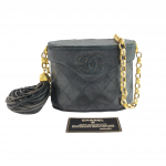Chanel Vintage Tassel Quilted Leather Small Box Chain Crossbody Bag