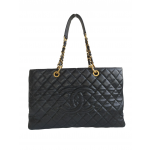 Chanel Black Caviar Quilted Grand Shopping Tote