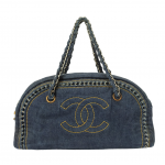 Chanel Blue Denim Luxe Ligne Bowler Bag