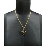 Chanel Black & Gold Enamel Camellia Flower Necklace