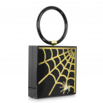 Charlotte Olympia Spider Web Acrylic Clutch Bag, Black/Gold