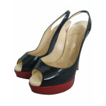 Christian Louboutin Patent Lady Peep Toe Platform Slingback Sandals
