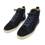 Christian Louboutin Navy Blue Velvet Louis Orlato Flat Sneaker