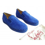Christian Louboutin Pik Boat Electric Blue Suede Sneakers