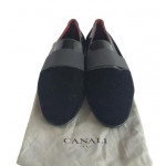 Canali Black Velvet Evening Loafers Size / 41