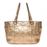 Coach Bling- Gold Embossed Leather Gallery East West Tote